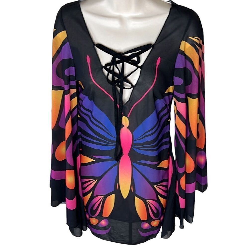 Dolls Kill Current Mood Driftin Away Butterfly Mini Dress NWT Size XS